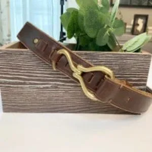 Bridle Brown Leather Belt w/ Brass Hoof Pick Closure Made in the USA Accessories | Bridle Brown Leather Belt W Brass Hoof Pick  main image 4